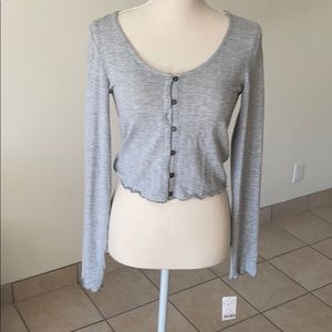 Gray button up long sleeve shirt